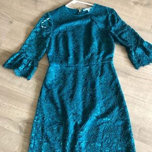 Draper James Lace Bell Sleeve Dress (deep teal)
